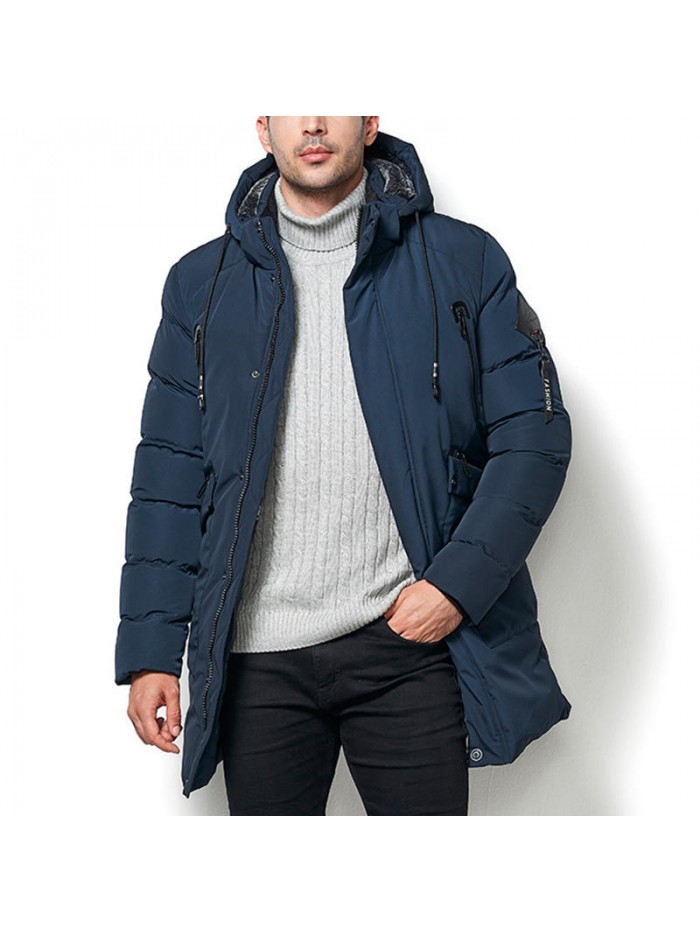 Mens Thick Warm Hooded Winter Outdoor Padded Jacket Plus Size Parka