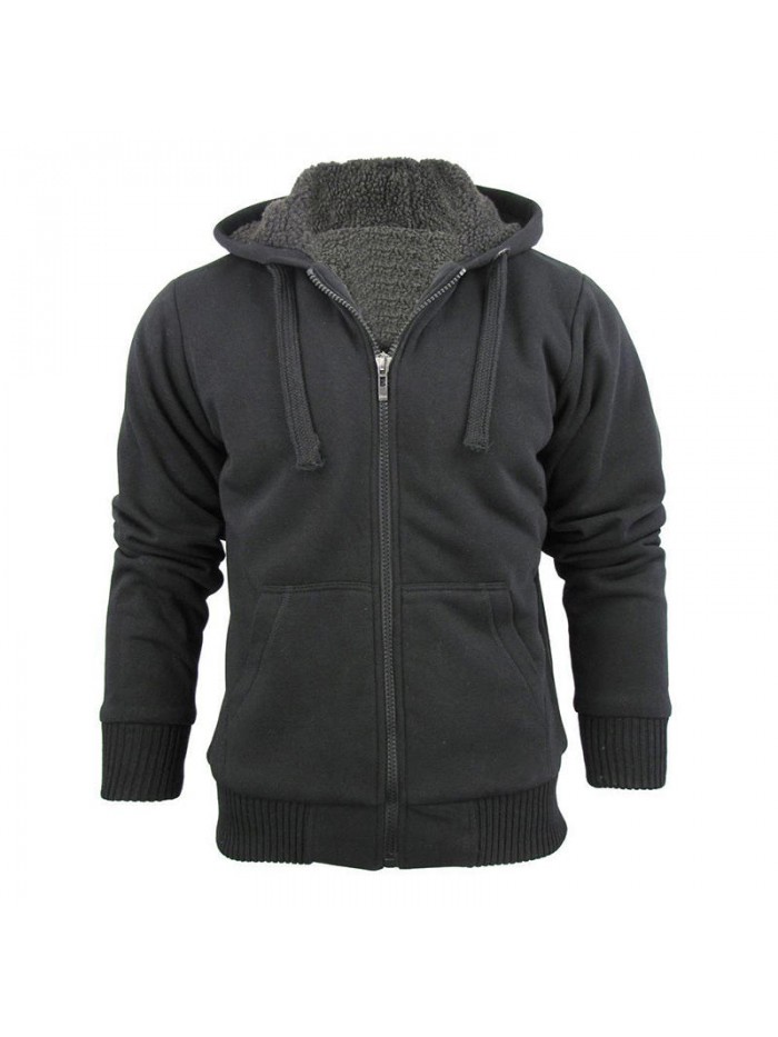 Men's Cotton Winter Fit Comfy Hoodies Warm Solid Color Thick Sweatshirts