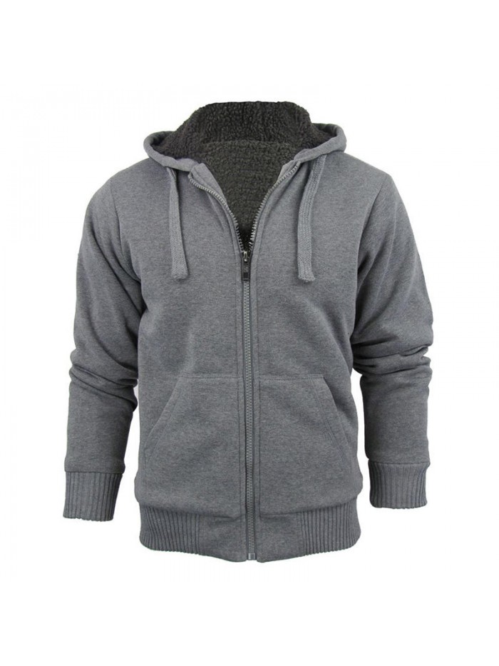 Men's Cotton Winter Fit Comfy Hoodies Warm Solid Color Thick Sweatshirts