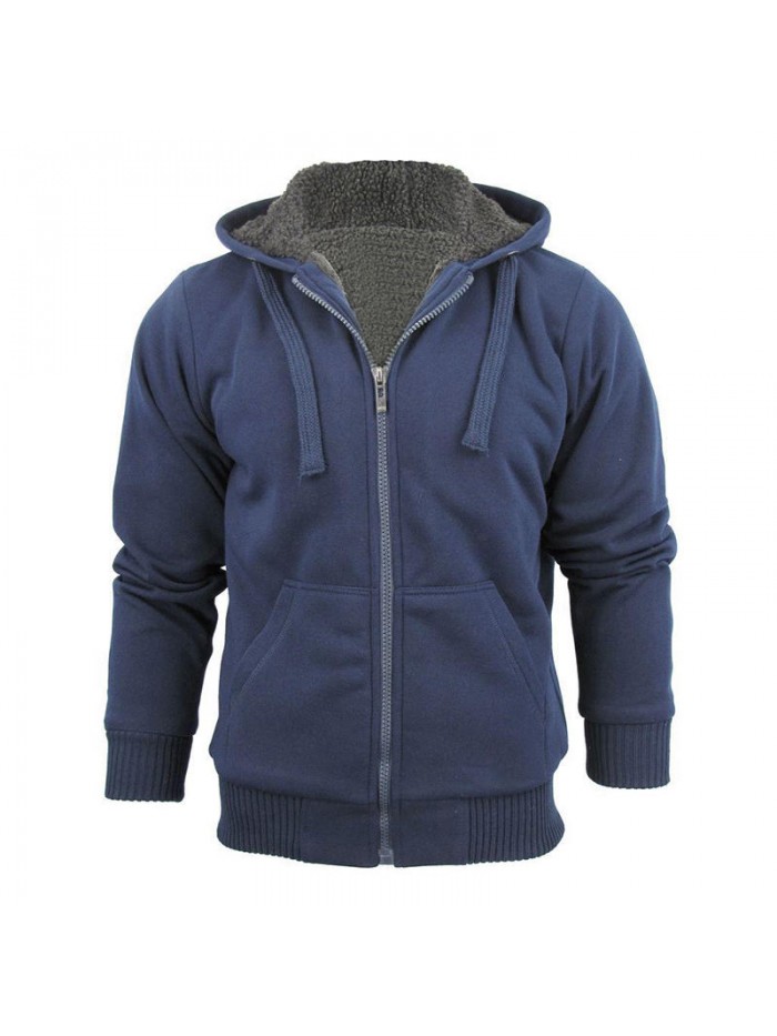 Men's Cotton Winter Fit Comfy Hoodies Warm Solid Color Thick Sweatshirts