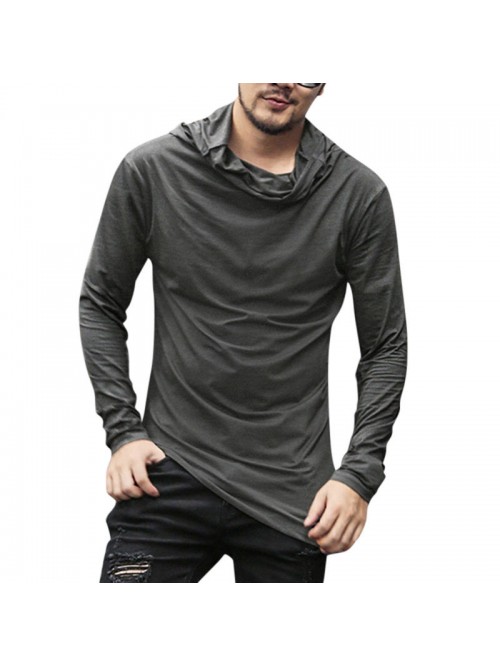 Men's Casual Slim Heaps Collar Long Sleeve Hooded ...