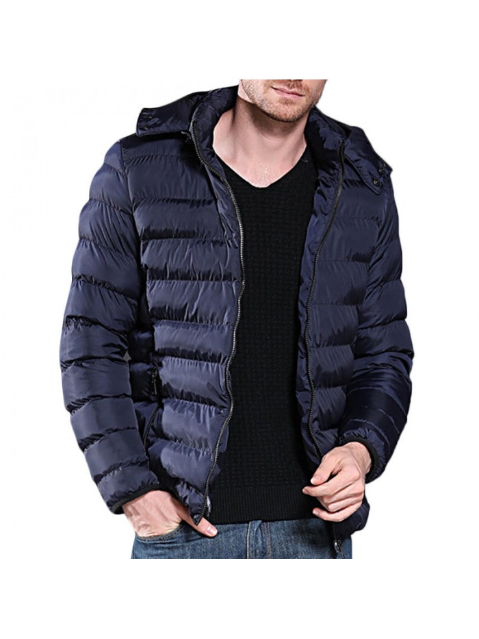 Mens Winter Hooded Windproof Soft Warm Classic Insulated Padded Jacket