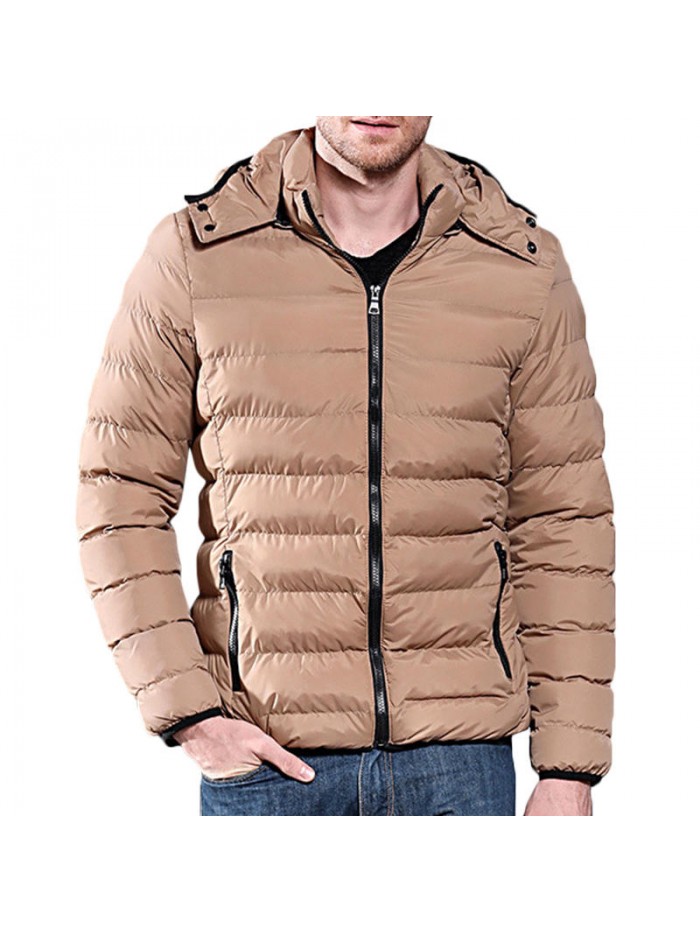 Mens Winter Hooded Windproof Soft Warm Classic Insulated Padded Jacket