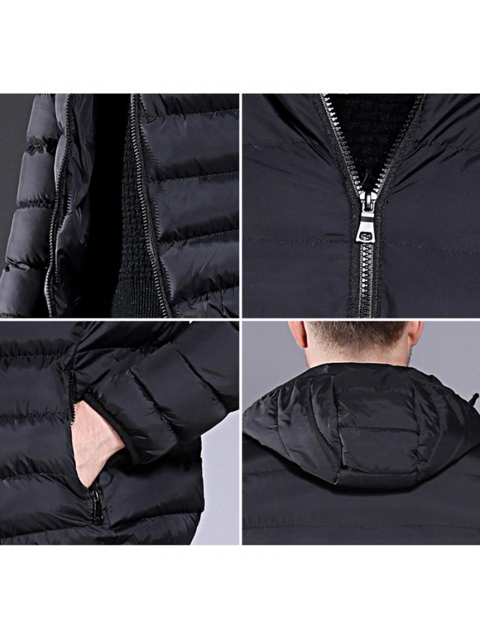 Mens Winter Hooded Windproof Soft Warm Classic Insulated Padded Jacket