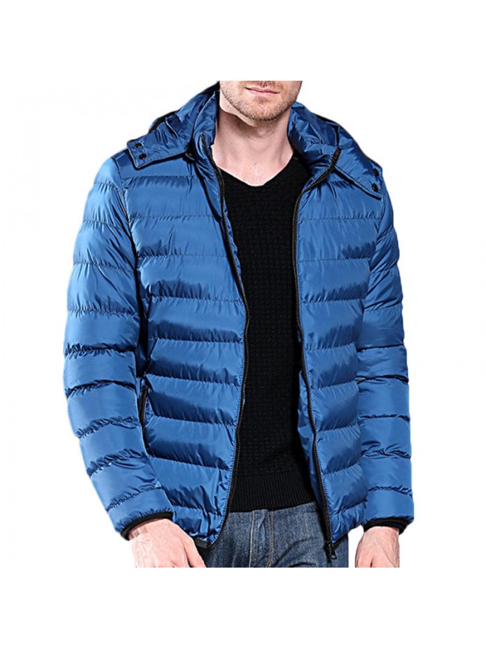 Mens Winter Hooded Windproof Soft Warm Classic Insulated Padded Jacket