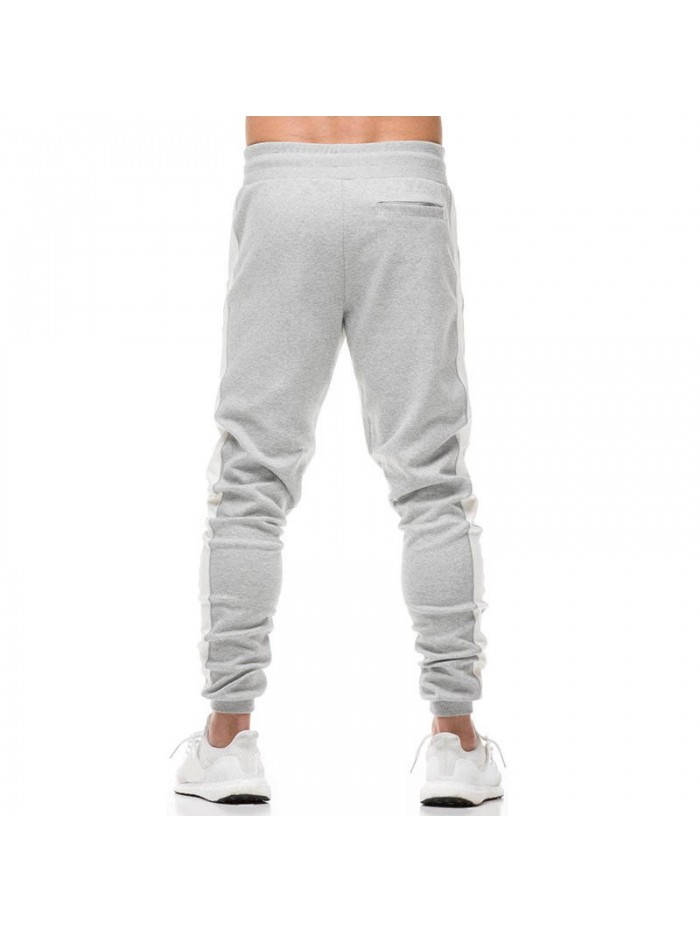 Mens Cotton Drawstring Elastic Mid Waist Sport Training Casual Jogger Pants