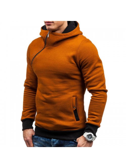 Men's Casual Modish Tilted Zipper Patchwork Button...