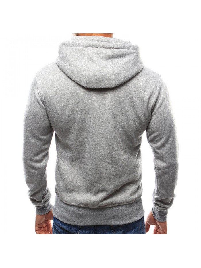 Men's Fashion Letter Printing Cotton Drawstring Long Sleeve Hoodies Fit Casual Sweatshirts