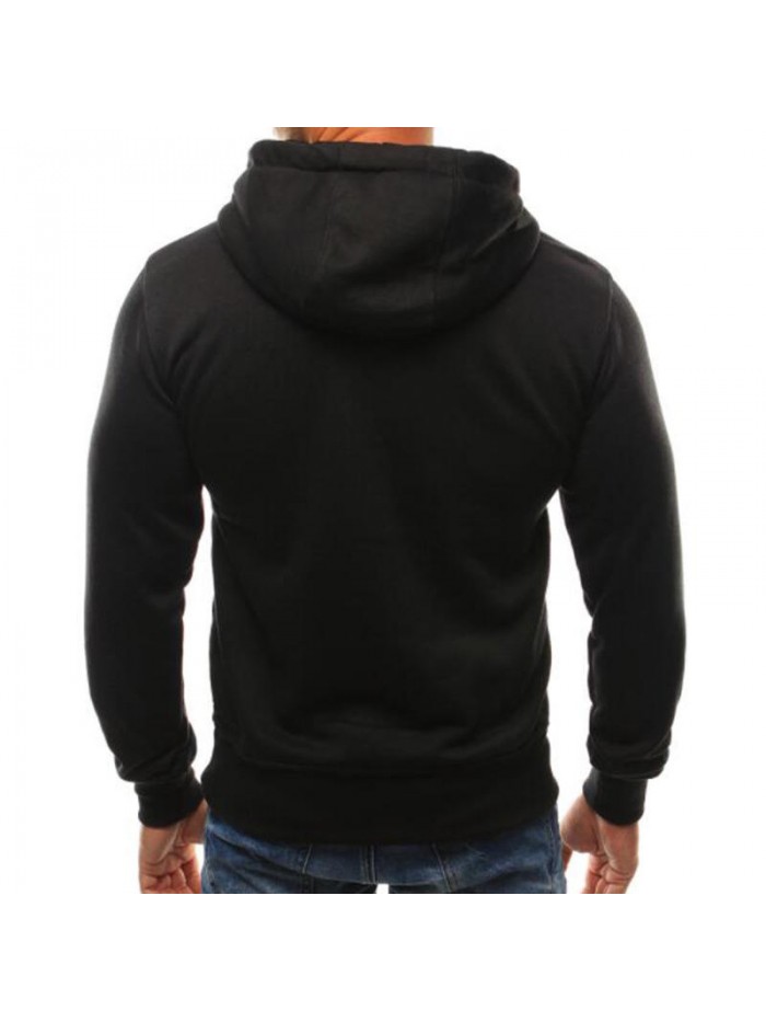 Men's Fashion Letter Printing Cotton Drawstring Long Sleeve Hoodies Fit Casual Sweatshirts