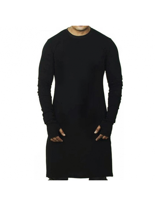 Mens Mid Length Breathable Solid Color Long Sleeve...