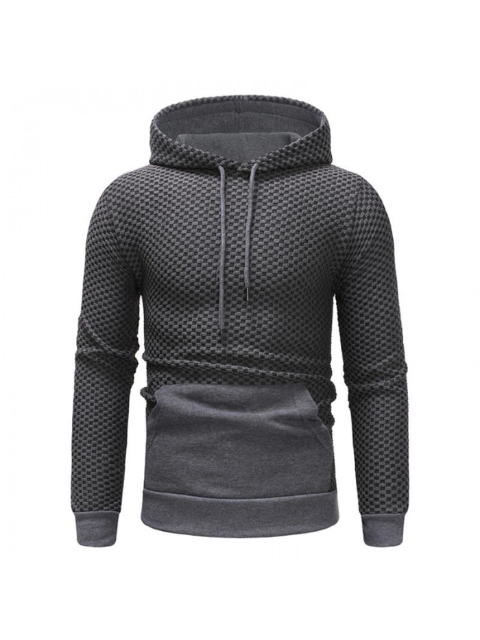 Mens Pullover Stitching Color Sport Drawstring Hoodies Sweatshirts