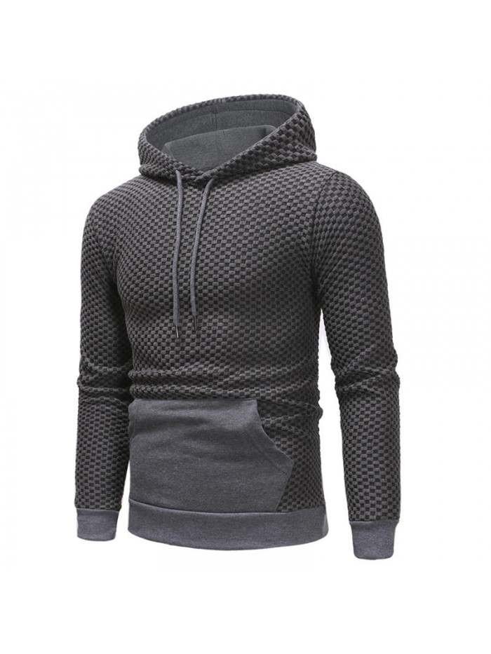 Mens Pullover Stitching Color Sport Drawstring Hoodies Sweatshirts