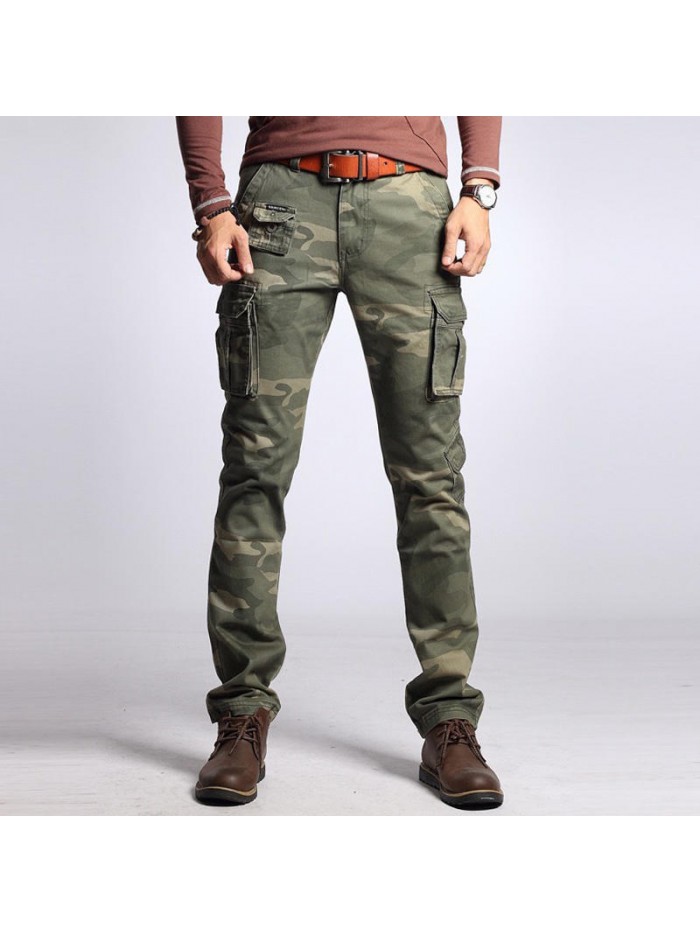 Men's Fashion Cargo Pants Multi Pockets Outdoors Camo Style Casual Cargo Pants