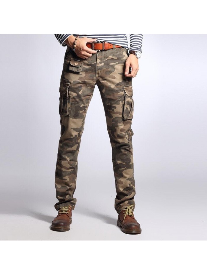 Men's Fashion Cargo Pants Multi Pockets Outdoors Camo Style Casual Cargo Pants