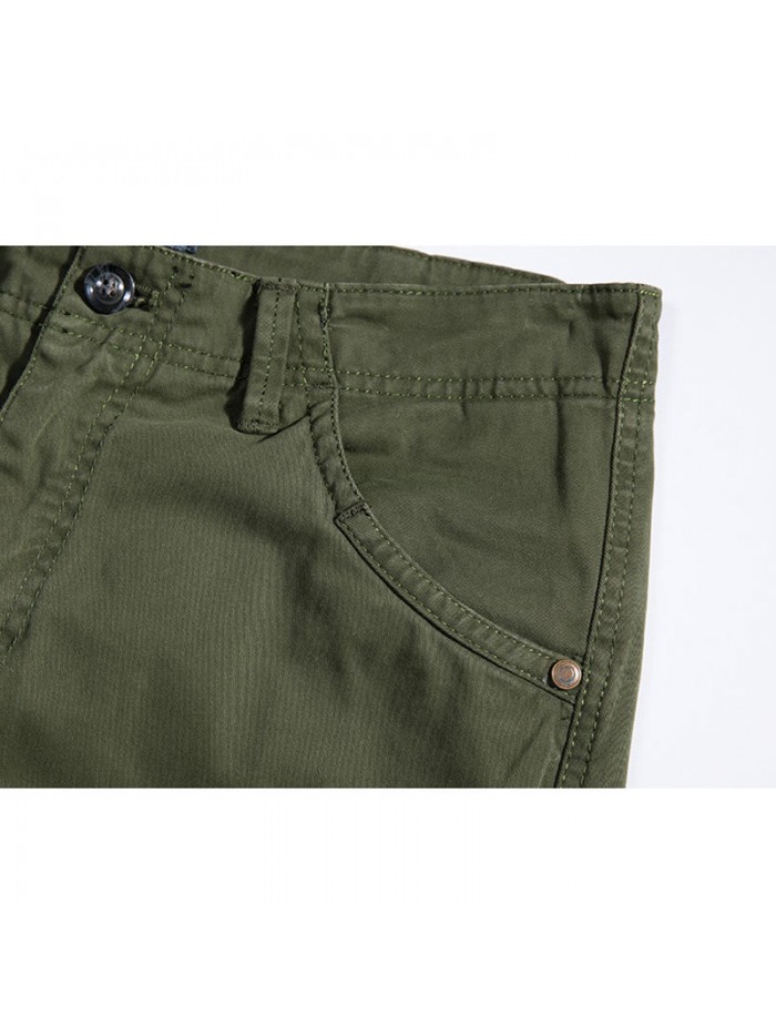 Mens Casual Stitching Multifunction Pockets Cotton Solid Color Cargo Pants