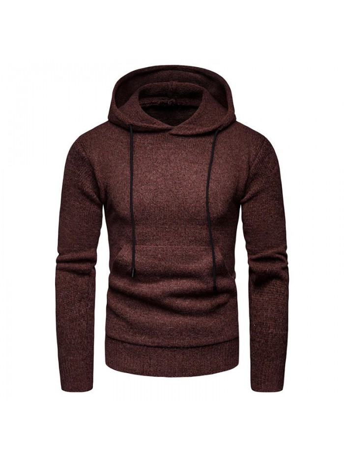 Men's Casual Pullover Drawstring Hooded Sweatshirt Solid Color Long Sleeve Hoodies Sweatshirts