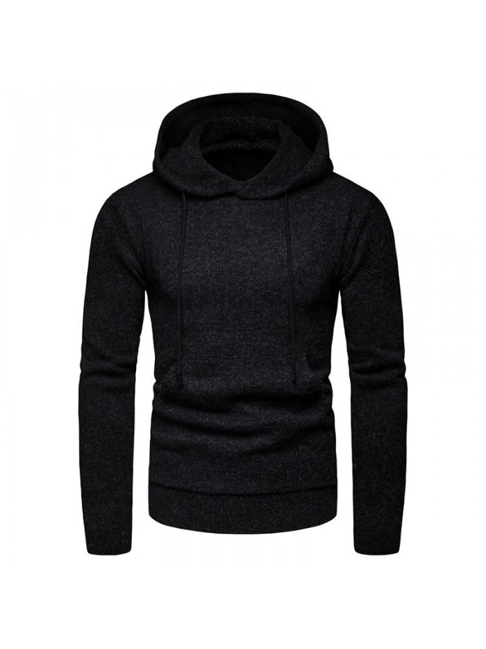 Men's Casual Pullover Drawstring Hooded Sweatshirt Solid Color Long Sleeve Hoodies Sweatshirts