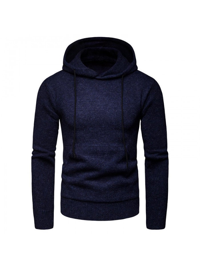 Men's Casual Pullover Drawstring Hooded Sweatshirt Solid Color Long Sleeve Hoodies Sweatshirts