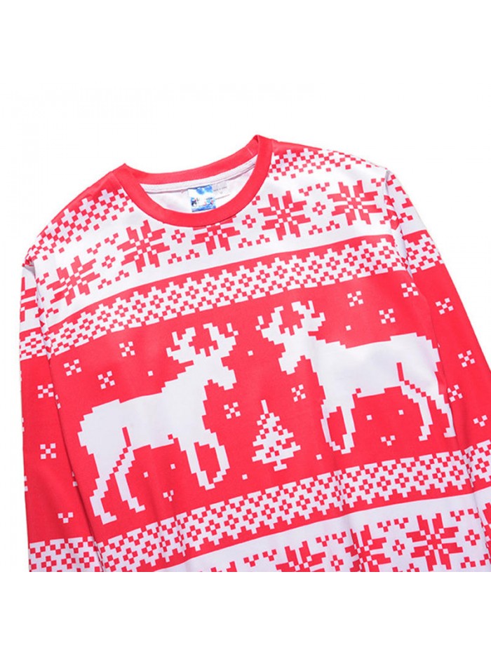 Men Christmas Red Deer Printed Long Sleeve Sweatshirt Casual Slim Fit Thick Hoodies Sweatshirts