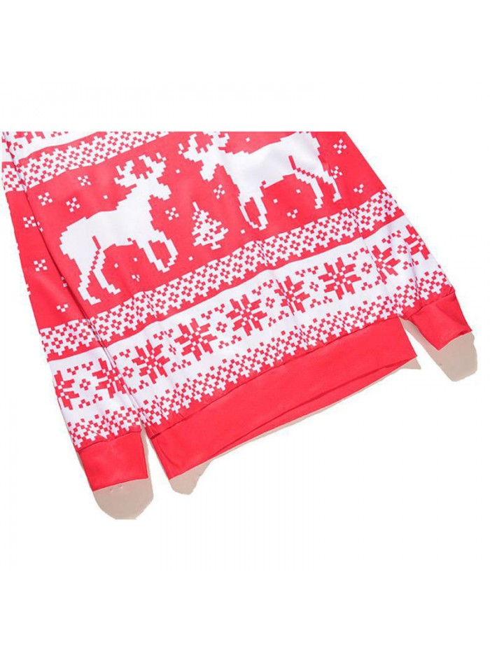 Men Christmas Red Deer Printed Long Sleeve Sweatshirt Casual Slim Fit Thick Hoodies Sweatshirts