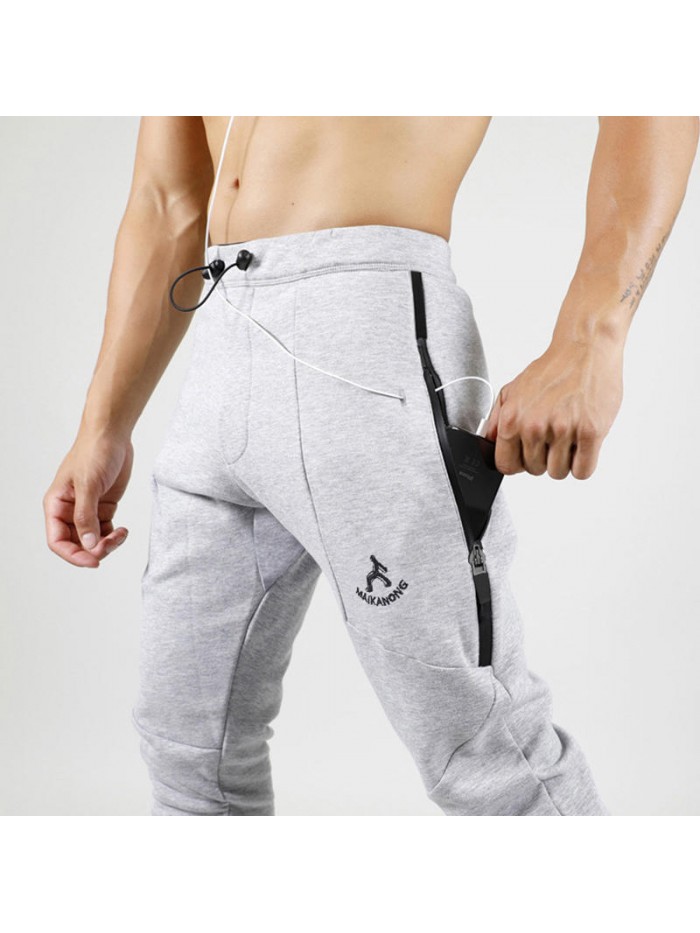 Mens Fleece Warm Sport Running Training Drawstring Slim Fit Elastic Casual Pants