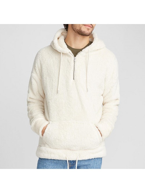 Men's Fashion Half Zipper Thick Warm Hoodies Shear...