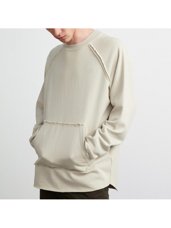 Men's Casual Cotton Solid Color Crew Neck Long Sleeve Overhead Sweatshirt