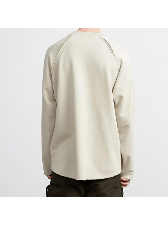 Men's Casual Cotton Solid Color Crew Neck Long Sleeve Overhead Sweatshirt