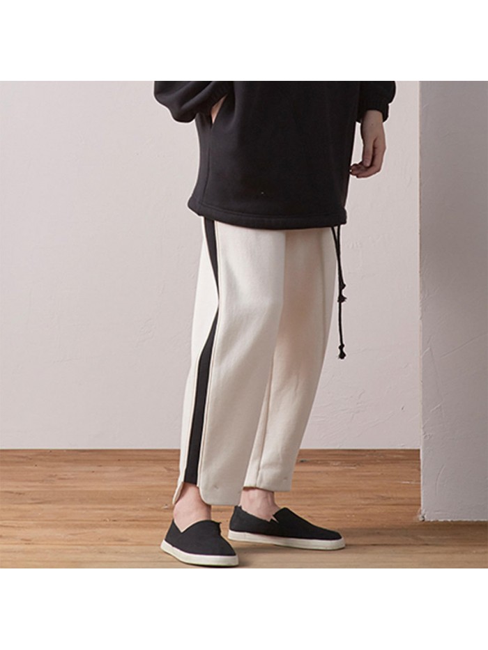 Men's Fashion Cotton Knitting M-4XL Loose Hasp Casual Pants