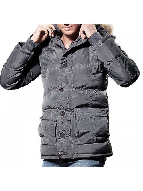 Mens Winter Windproof Multi Pockets Zipper Buttons...