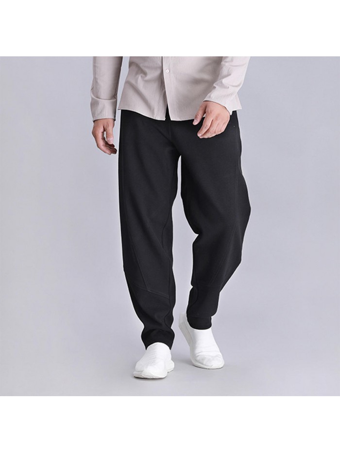 Mens Sport Pants Elastic Waist Drawstring Loose Breathable Casual Harem Pants