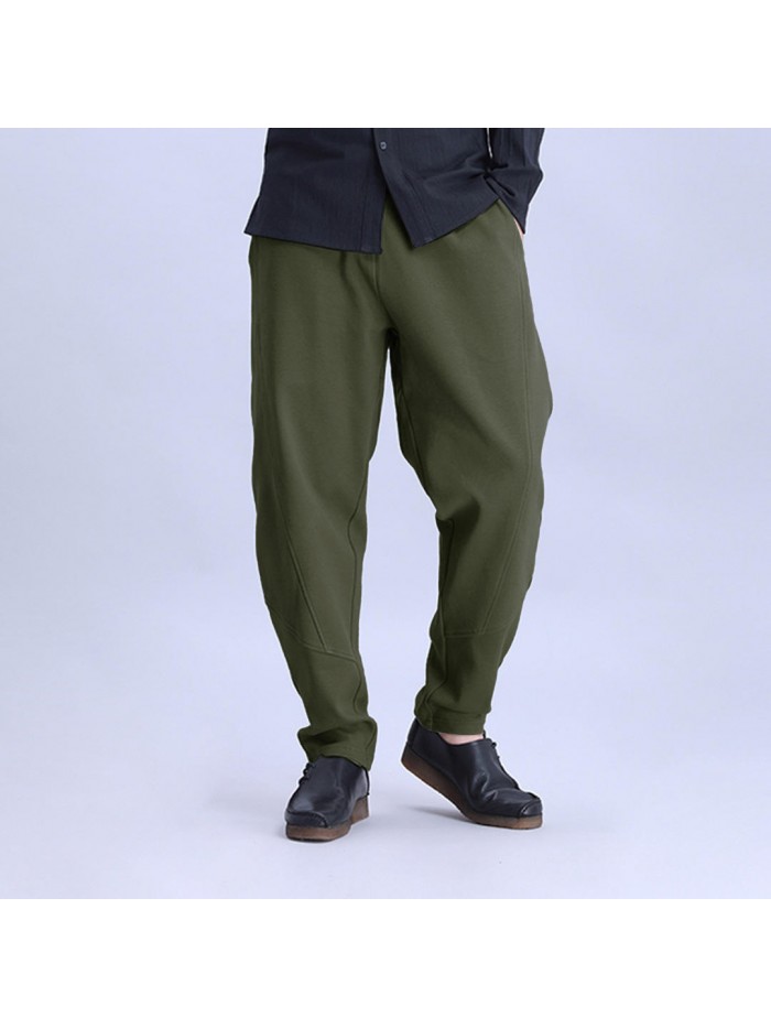 Mens Sport Pants Elastic Waist Drawstring Loose Breathable Casual Harem Pants