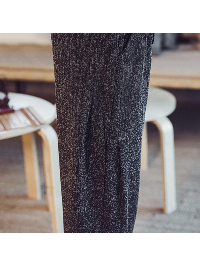 Men's Solid Color Slim Elastic Pants Comfy Baggy Casual Pants Trousers