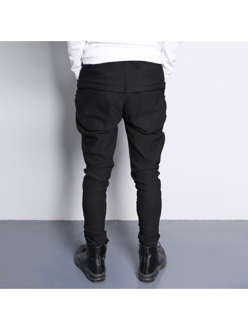 Mens Fleece Warm Harem Pants Elastic Solid Color S...