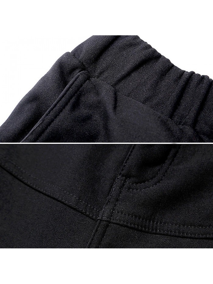 Mens Fleece Warm Harem Pants Elastic Solid Color Slim Fit Casual Pencil Pants