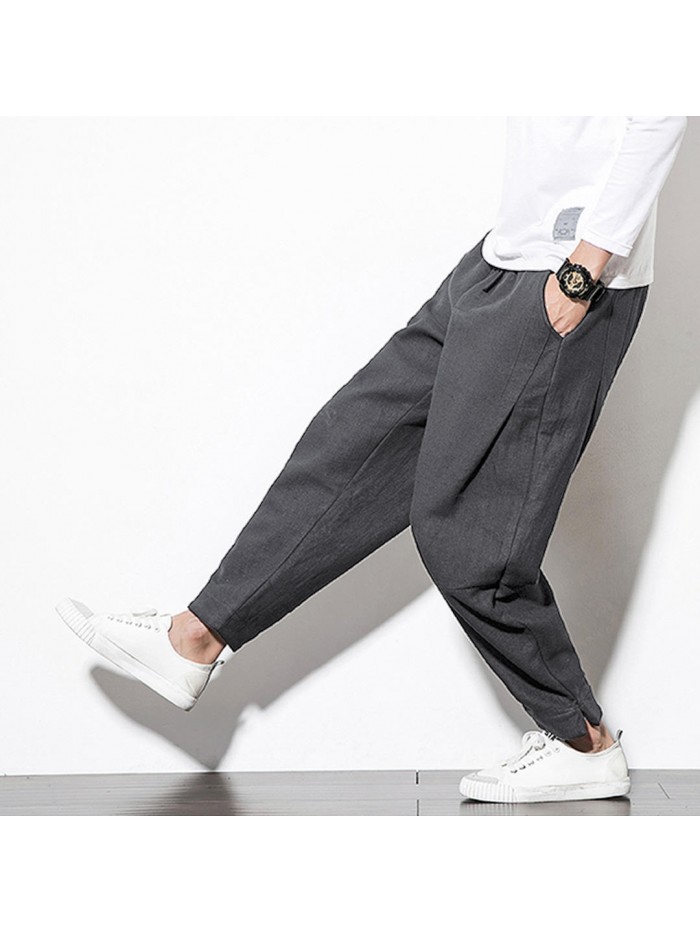 Mens Fleece Lining Thick Warm Winter Cotton Pants Elastic Waist Trousers