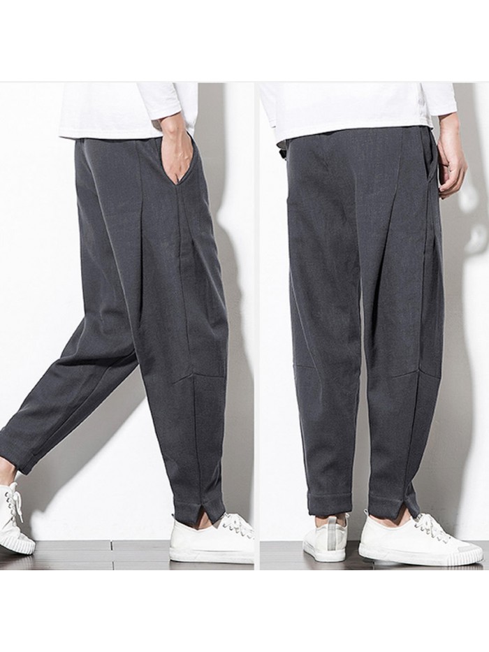 Mens Fleece Lining Thick Warm Winter Cotton Pants Elastic Waist Trousers