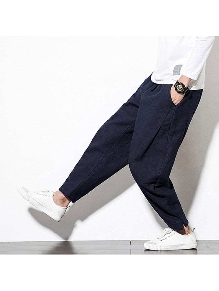 Mens Fleece Lining Thick Warm Winter Cotton Pants Elastic Waist Trousers