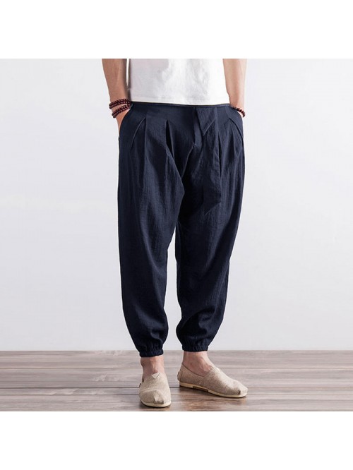 Mens Nnational Sweatpants Loose Cotton Linen Pants...