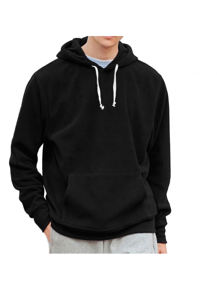 Mens Fashion Polar Fleece Thick Warm Hoodies Big Pocket Pullover Hooded Sweatshirts