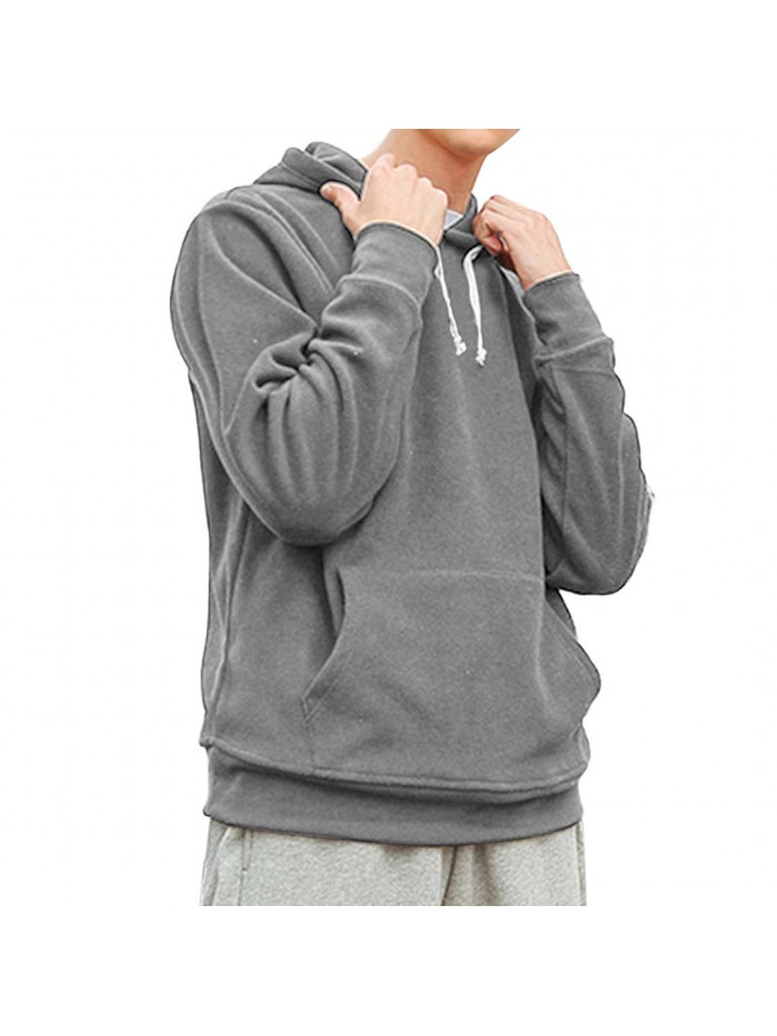 Mens Fashion Polar Fleece Thick Warm Hoodies Big Pocket Pullover Hooded Sweatshirts