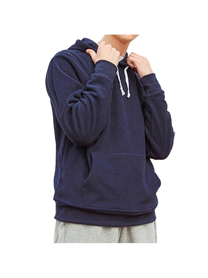 Mens Fashion Polar Fleece Thick Warm Hoodies Big Pocket Pullover Hooded Sweatshirts