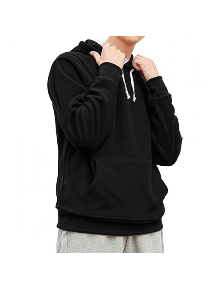 Mens Fashion Polar Fleece Thick Warm Hoodies Big Pocket Pullover Hooded Sweatshirts