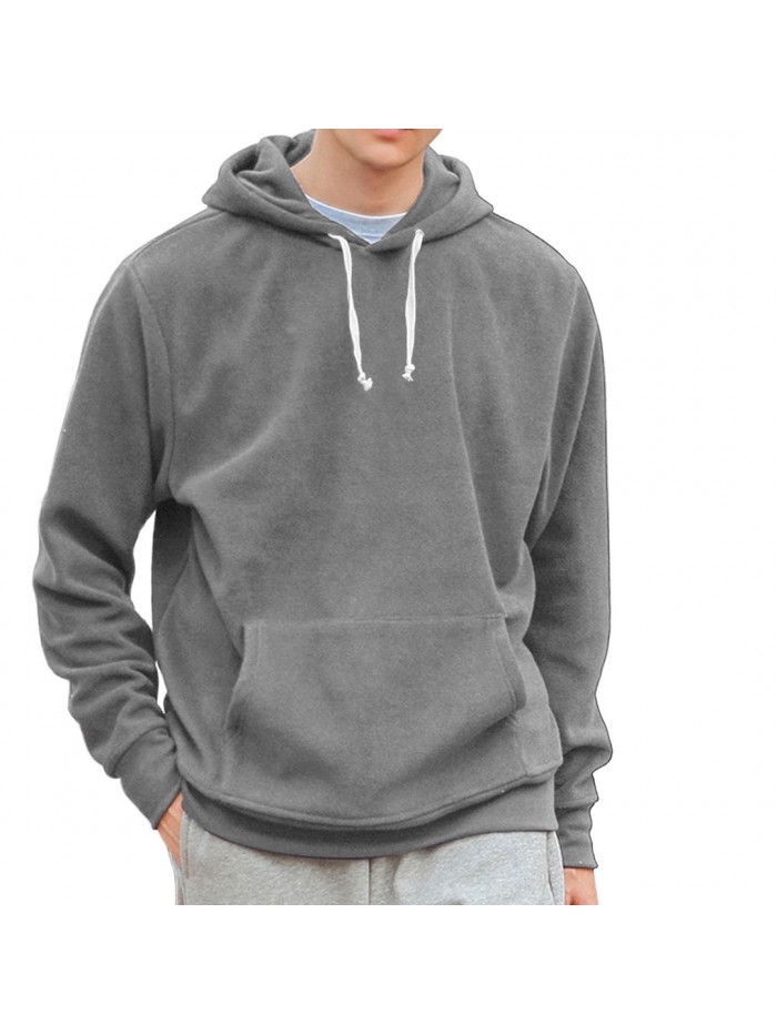 Mens Fashion Polar Fleece Thick Warm Hoodies Big Pocket Pullover Hooded Sweatshirts