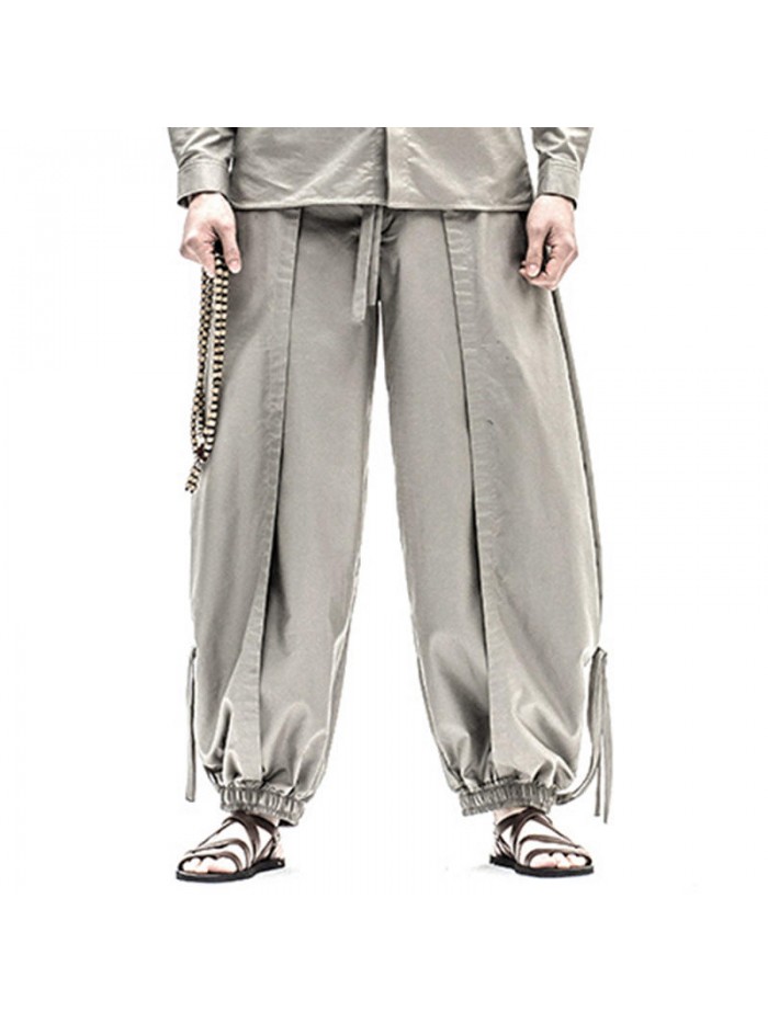 Mens National Wide Leg Cotton Harem Trousers Two Pieces Jogger Baggy Pants