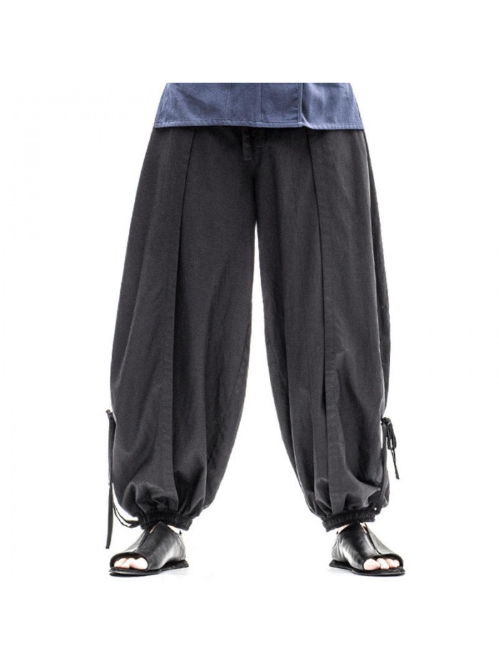 Mens National Wide Leg Cotton Harem Trousers Two Pieces Jogger Baggy Pants