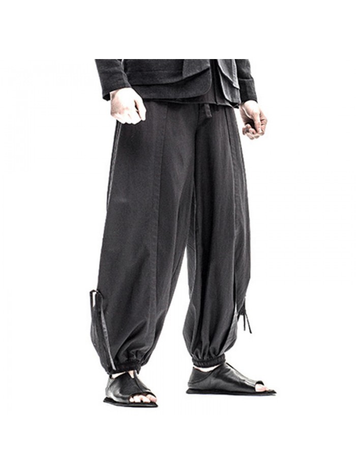 Mens National Wide Leg Cotton Harem Trousers Two Pieces Jogger Baggy Pants