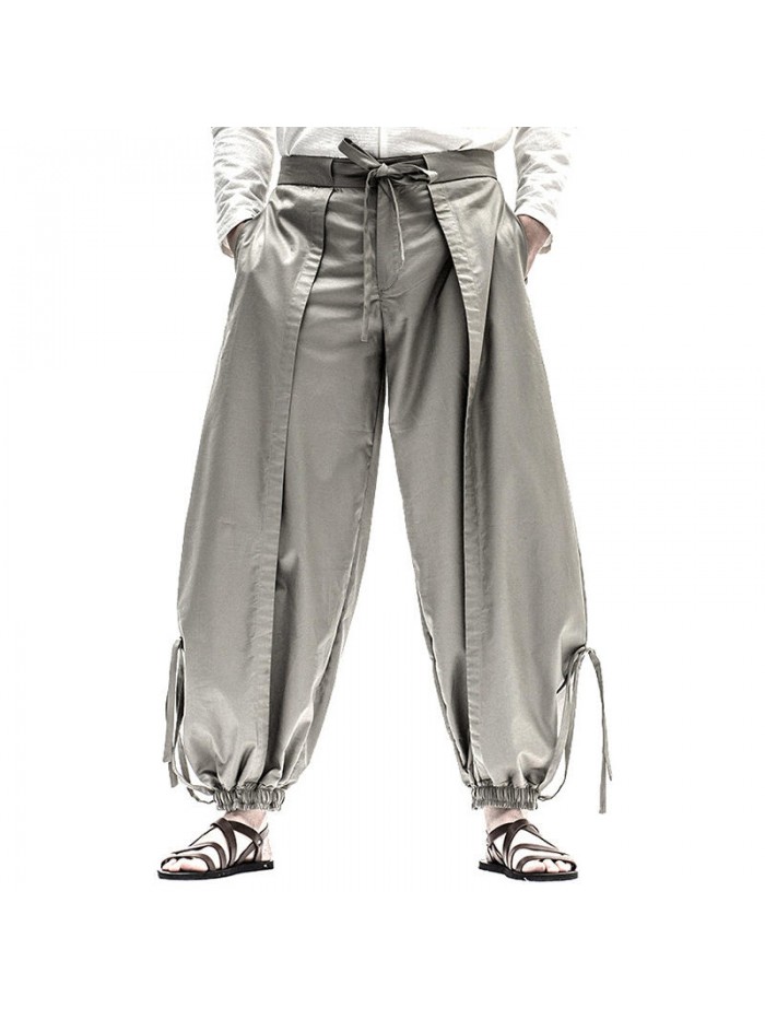 Mens National Wide Leg Cotton Harem Trousers Two Pieces Jogger Baggy Pants