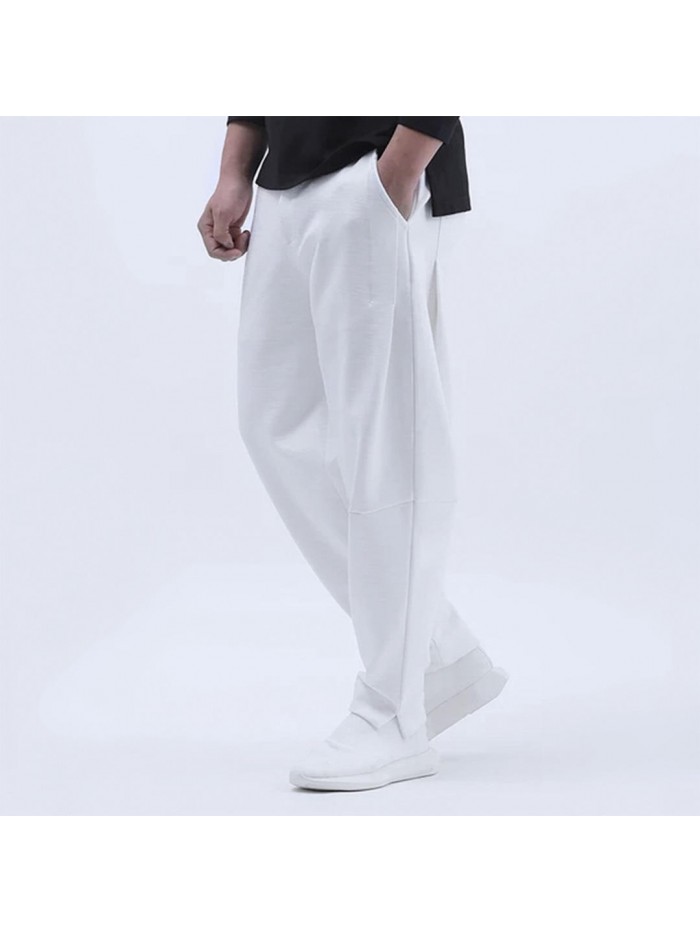 Mens Elastic Cotton Breathable Brief Solid Color Comfy Fashion Casual Straight Pants