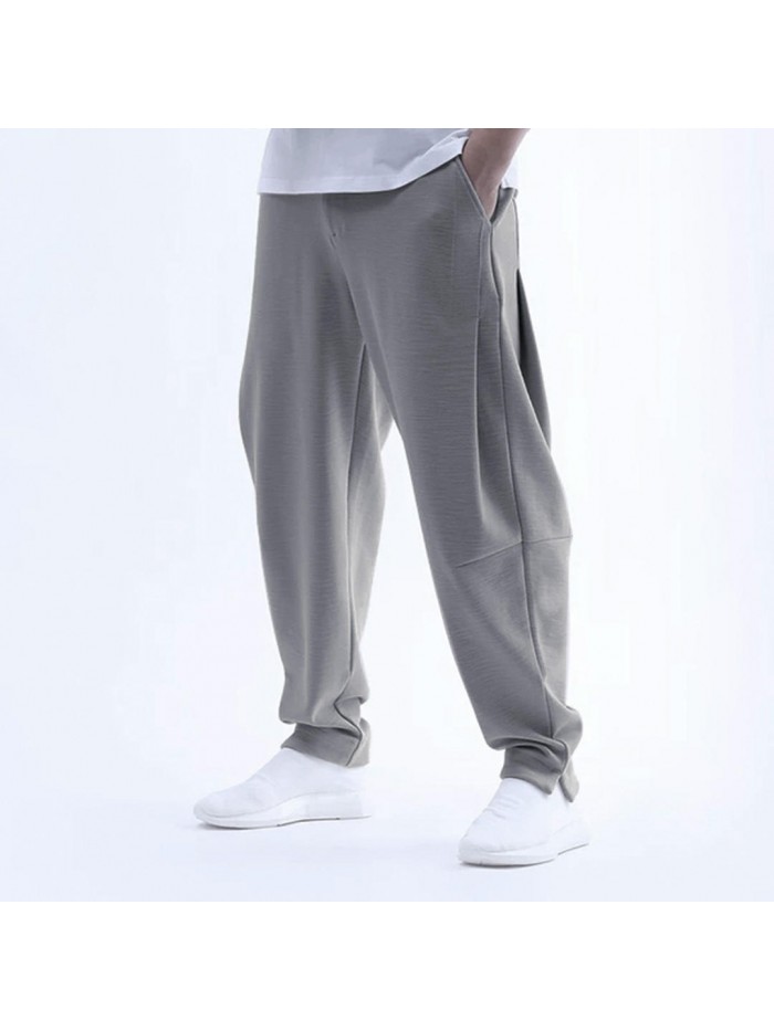 Mens Elastic Cotton Breathable Brief Solid Color Comfy Fashion Casual Straight Pants